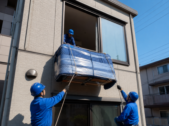 クレーン車不可でも手吊りで対応